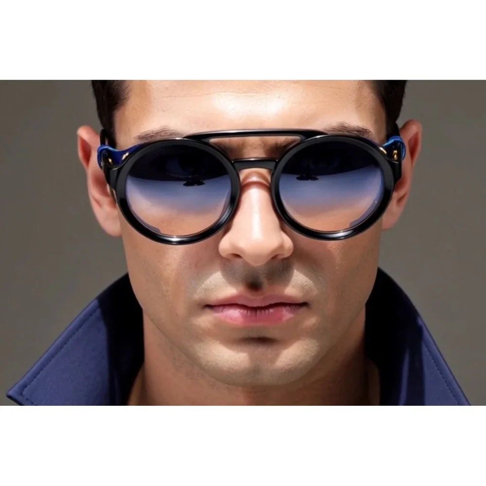 Sunglasses‎ Round Side Shield Hipster Designer Cyber Shades Hip Hop Dust Protect